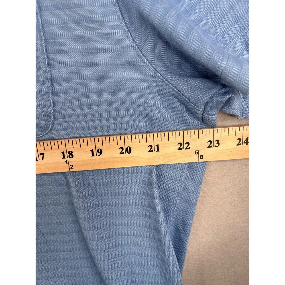 Van Heusen Flex Men XL Blue Striped Short Sleeve Polo Shirt Classic Fit Pocket